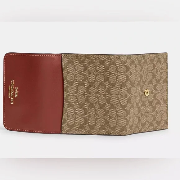 Coach Small Trifold Wallet In Colorblock Micro Signature Canvas, NWT